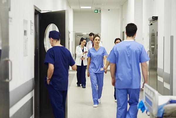 doctors walking down hallway