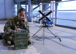 PRC-117 radio and SATCOM antenna