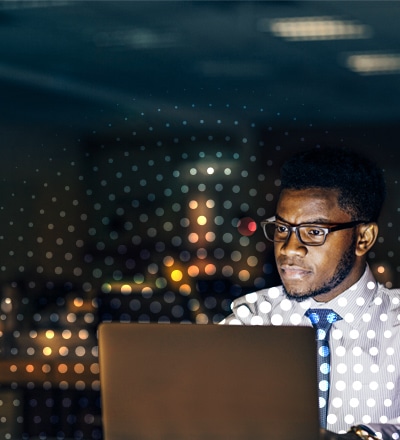 man looking at computer screen