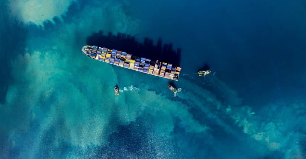 Cargo ships at sea