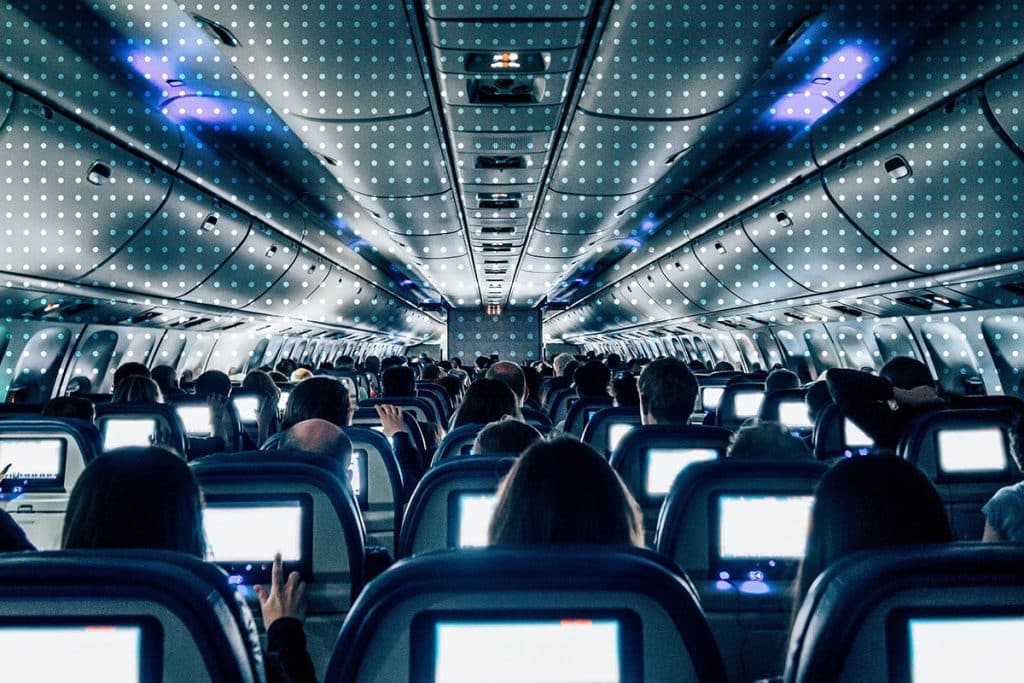 airline cabin with inflight connectivity