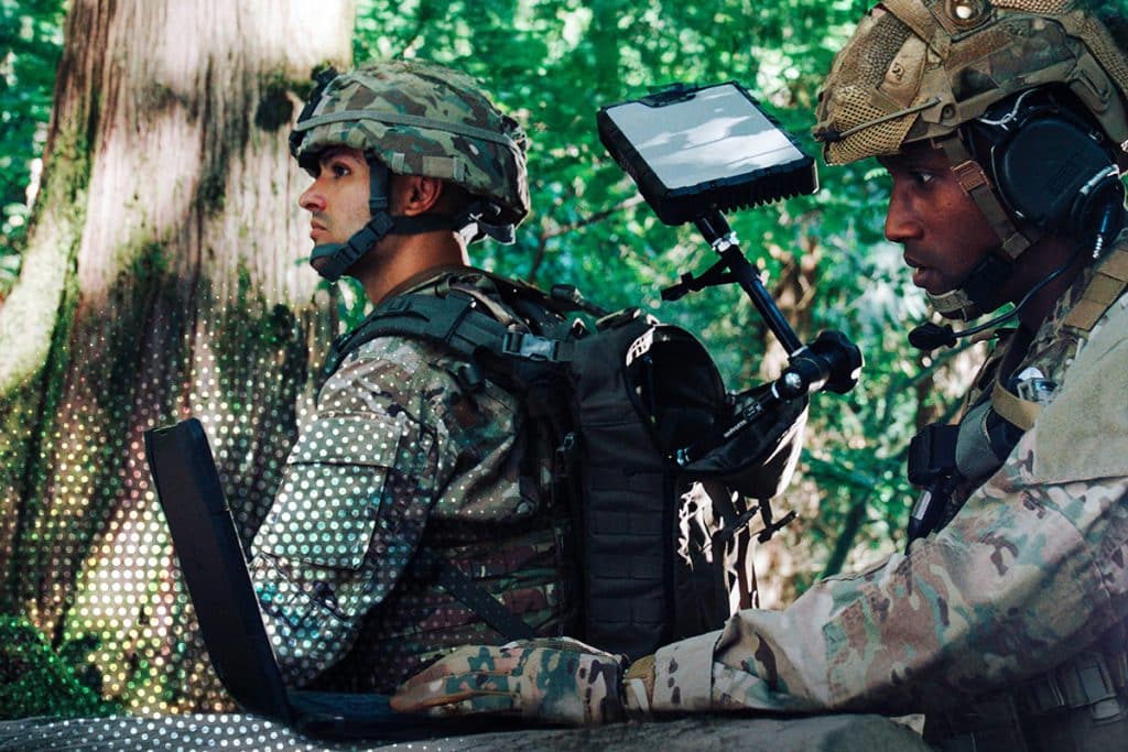 Military personnel using TRANSEC FlexGov solution